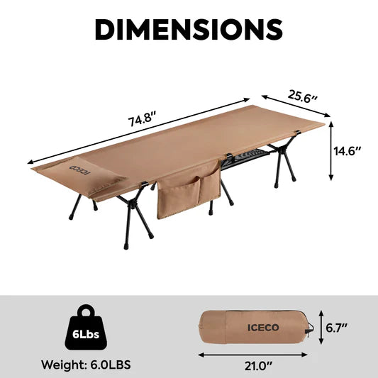 ICECO | Portable L Size Camping Cot khaki