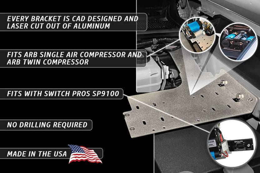 RAGO FABRICATION | Tacoma 3rd Gen 2016-2023 Air Compressor Mount (R1519TTACARB-NB)
