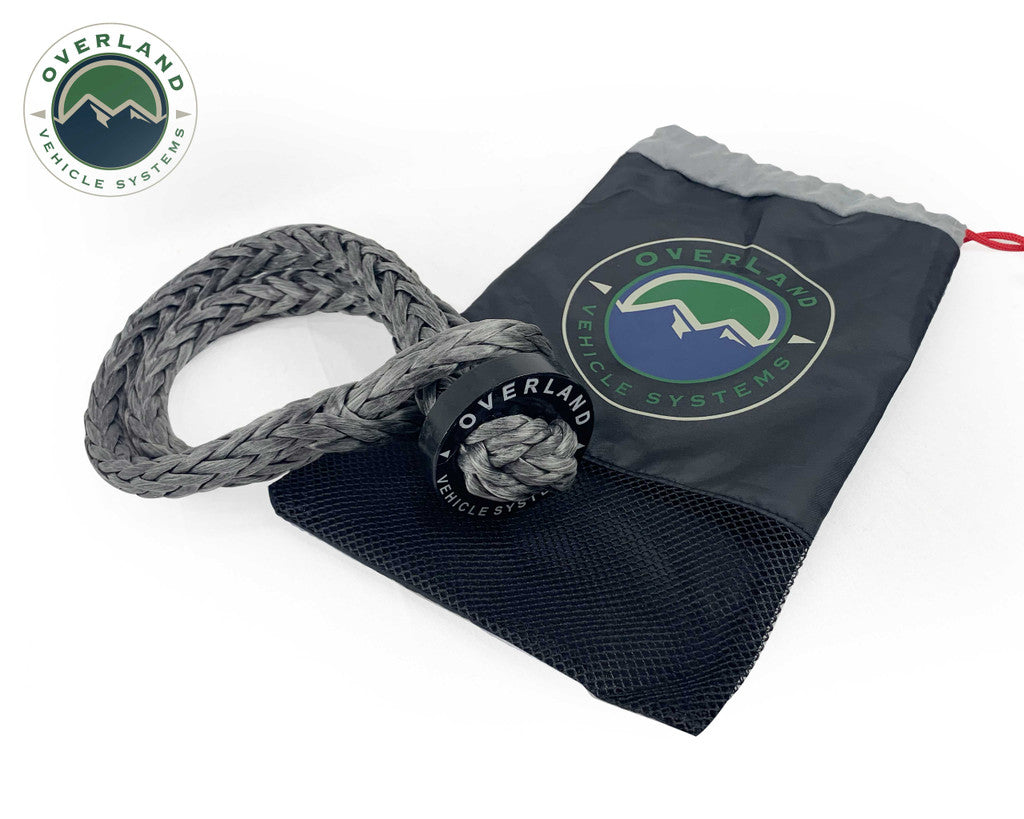 OVERLAND VEHICLE SYSTEMS | Combo Pack Soft Shackle 5/8" With Collar 44,500 lb. and Aluminum Receiver Mount (21-6580)