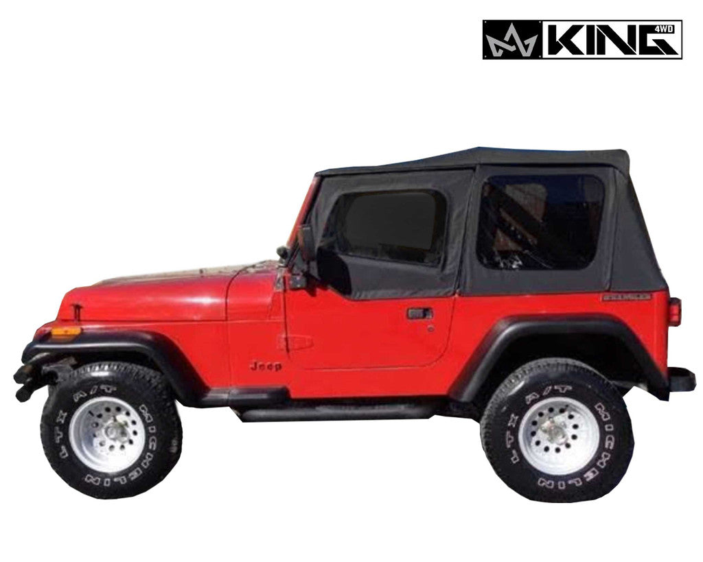 KING 4WD | Jeep Wrangler YJ 1987-1995 Premium Replacement Soft Top Black Diamond with Tinted Windows (14011235)