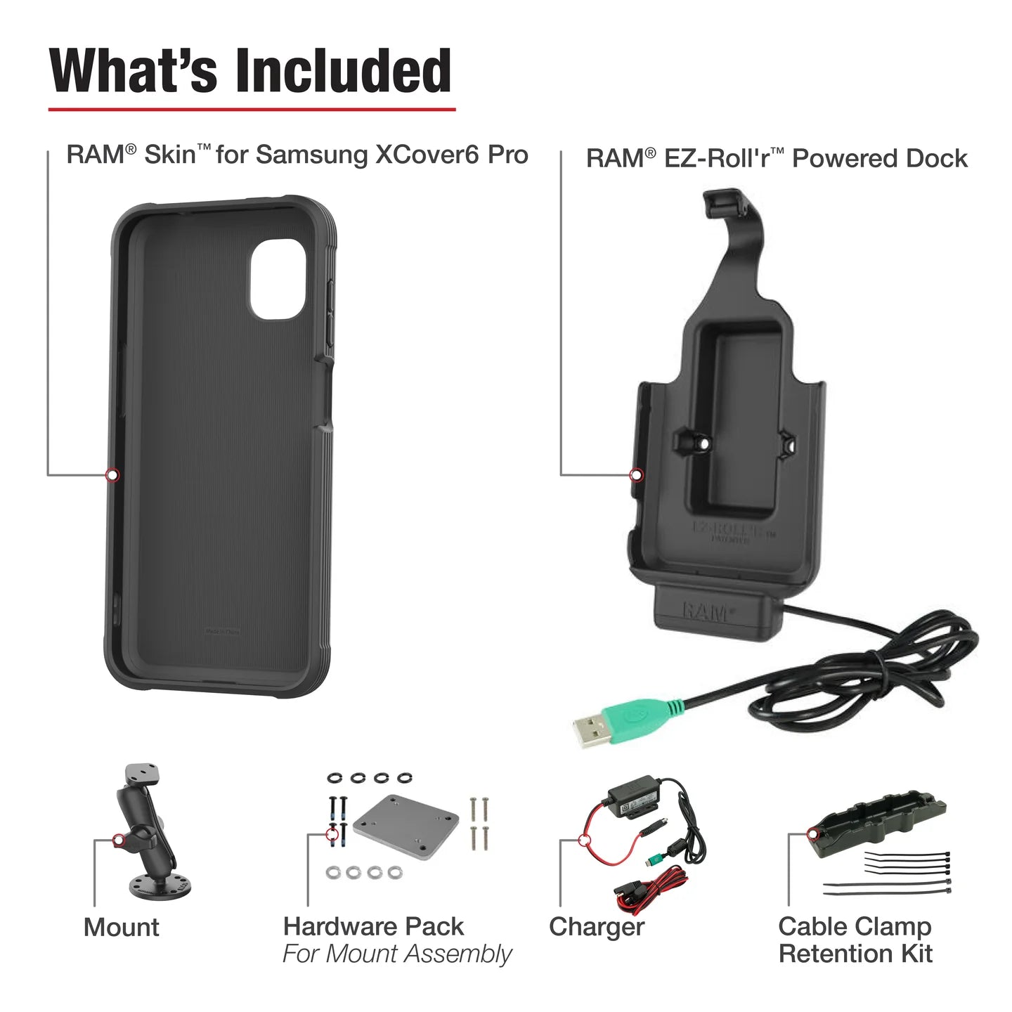 RAM MOUNTS | RAM EZ-Roll'r Dock & Dashboard Mount for Samsung XCover7 Pro & 6 Pro