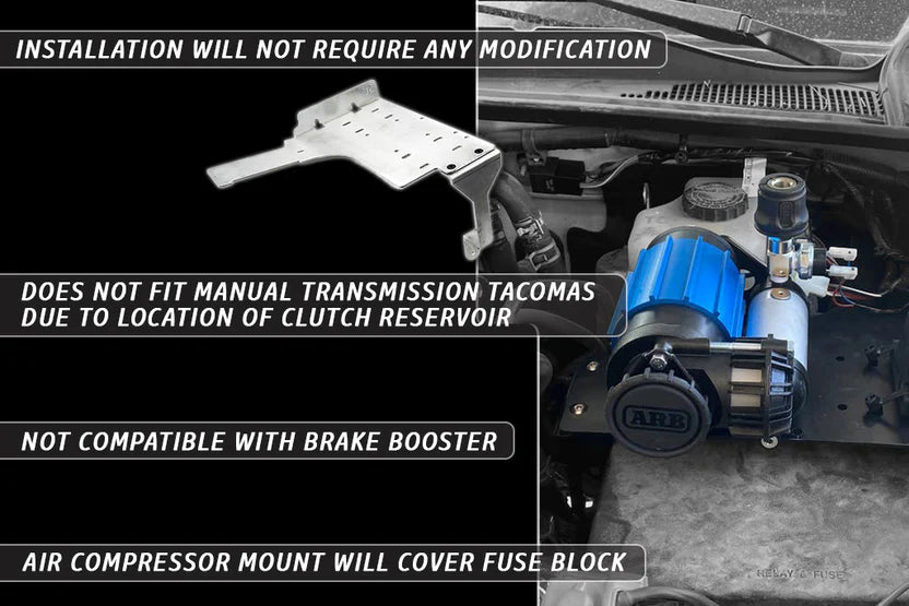 RAGO FABRICATION | Tacoma 3rd Gen 2016-2023 Air Compressor Mount (R1519TTACARB-NB)