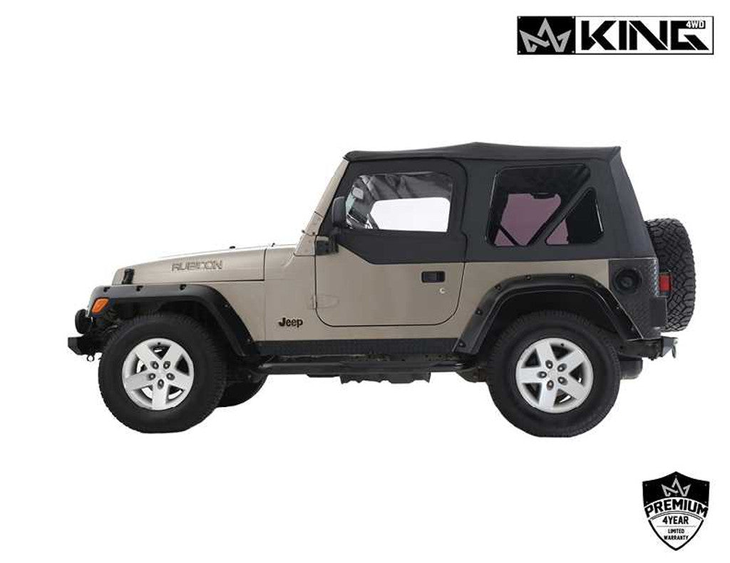 KING 4WD | Replacement Soft Top with Upper Doors - Black Diamond with Tinted Windows - Jeep Wrangler TJ 1997-2006 (14010135)