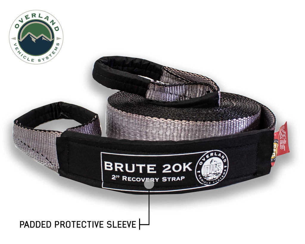 OVERLAND VEHICLE SYSTEMS | Tow Strap 20,000 lb. 2" x 30' Gray With Black Ends & Storage Bag (19059916)