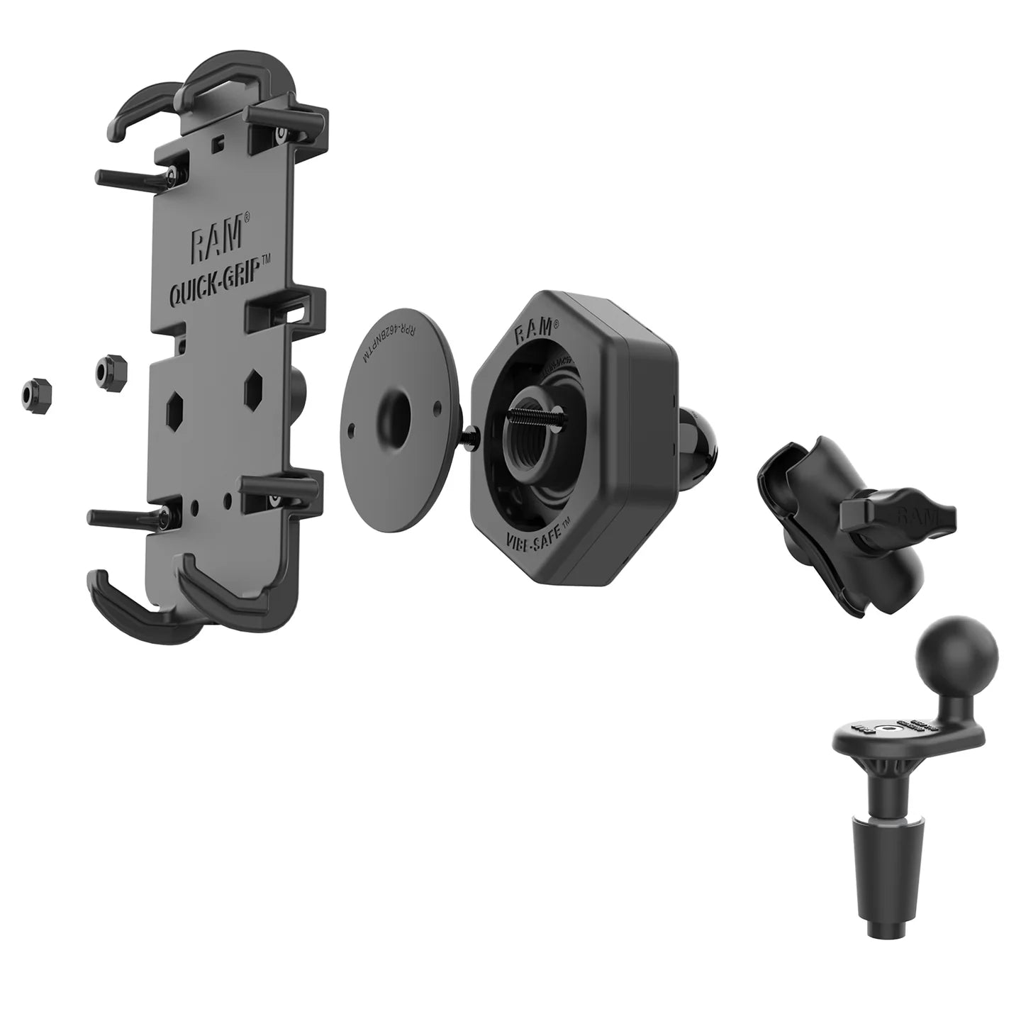 RAM MOUNTS | RAM Quick-Grip XL Phone Mount with Vibe-Safe & Fork Stem Base - Short