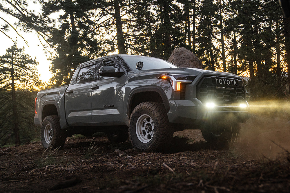 TOTAL CHAOS FABRICATION | Tundra 3rd Gen (2022 - 2024) Mid Travel Lift Kit W/Front And Rear 2.5 Inch Diameter Adjustable Shocks (22-25-K3A)