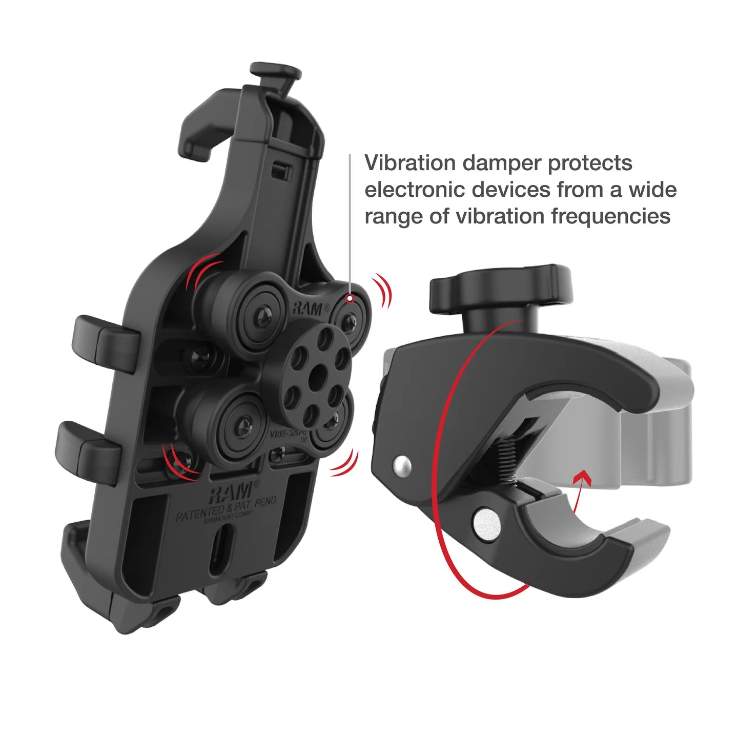 RAM MOUNTS | RAM Quick-Grip Pro Vibration Damping Phone Mount with Tough-Claw