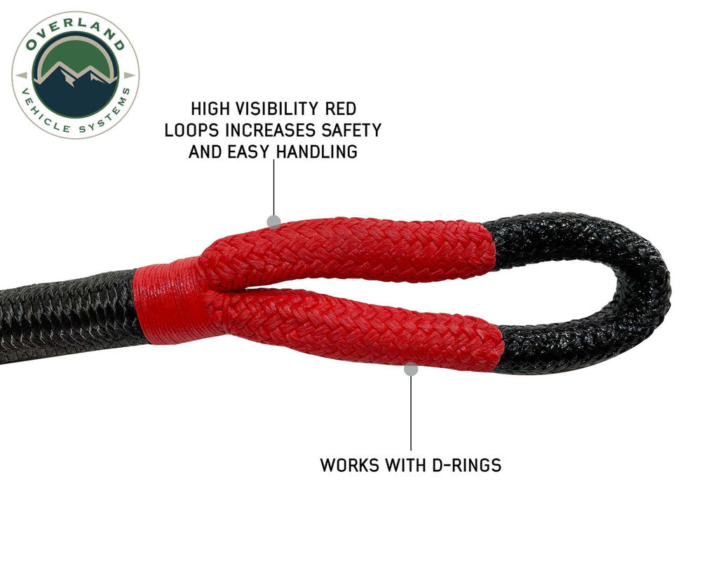 OVERLAND VEHICLE SYSTEMS | Brute Kinetic Recovery Strap 1" x 30' With Storage Bag - 30% stretch (19009916)