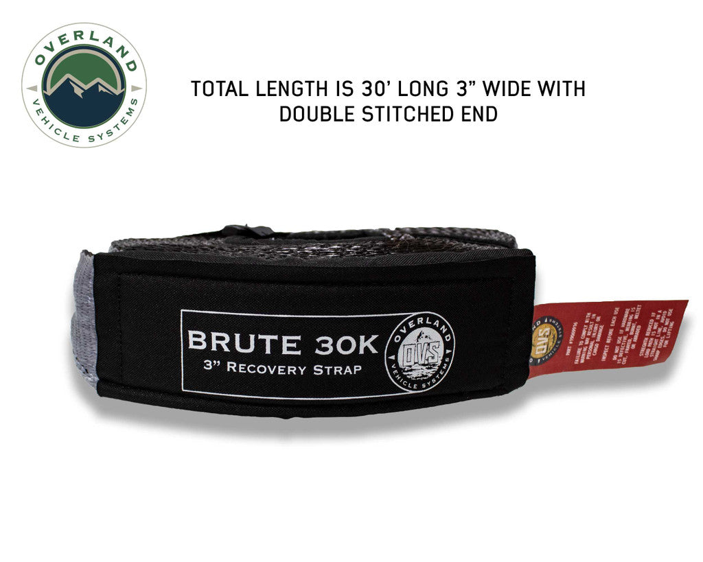 OVERLAND VEHICLE SYSTEMS | Tow Strap 30,000 lb. 3" x 30' Gray With Black Ends & Storage Bag (19069916)
