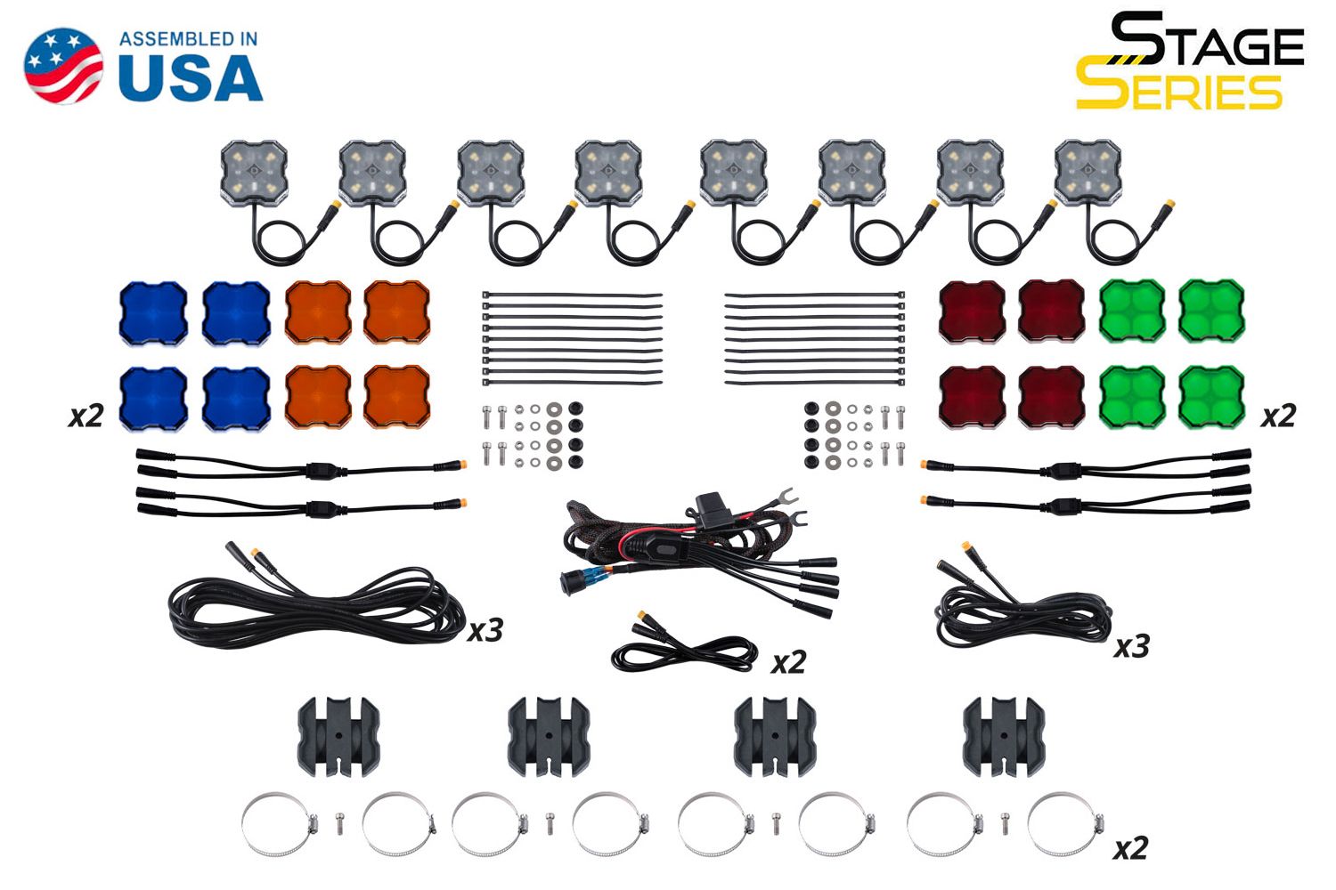DIODE DYNAMICS | Stage Series Universal Rock Light SXS Installer Kit (8-Pack)