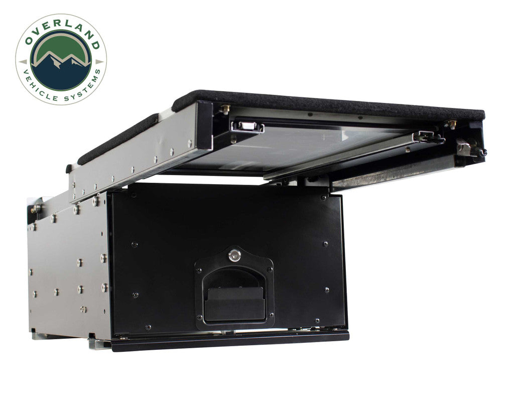 OVERLAND VEHICLE SYSTEMS | Cargo Box With Slide Out Drawer & Working Station Size Black Powder Coat Universal (21010201)