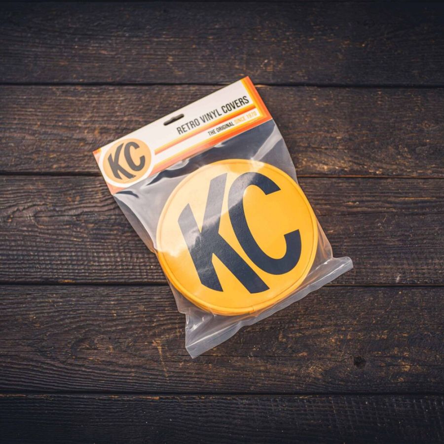 KC HILITES | Cover; Retro 6" Vinyl Yellow w/ Black KC Soft (pr) (5101)