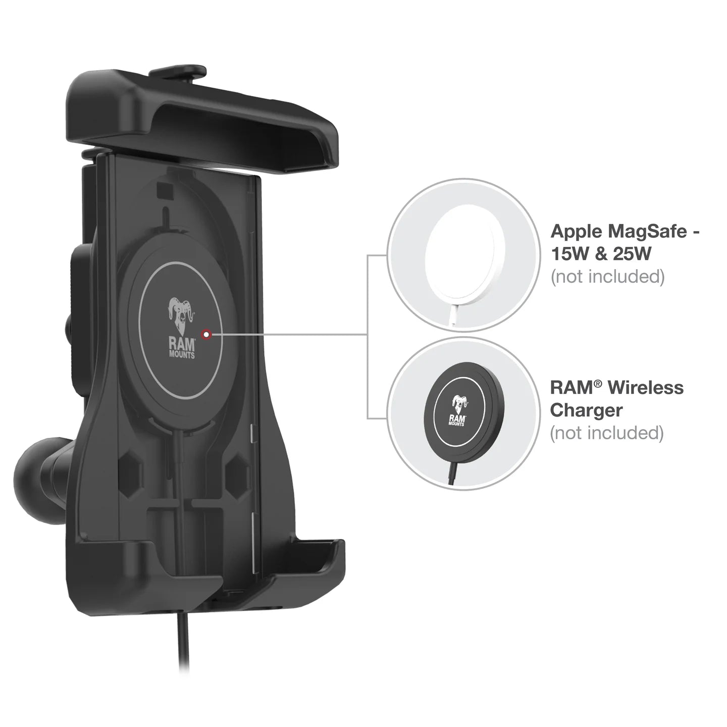 RAM MOUNTS | RAM Quick-Grip Holder with Ball for iPhone 12 Series + MagSafe