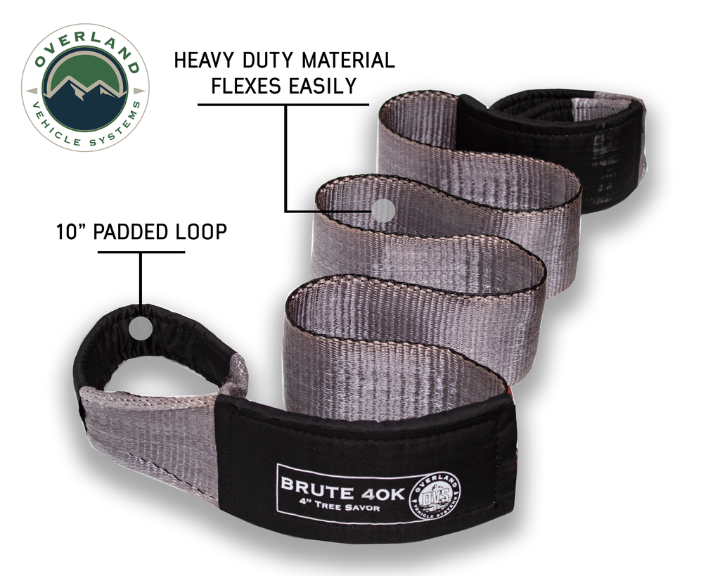 OVERLAND VEHICLE SYSTEMS | Tow Strap 40,000 lb. 4" x 8' Gray With Black Ends & Storage Bag Universal (19079916)