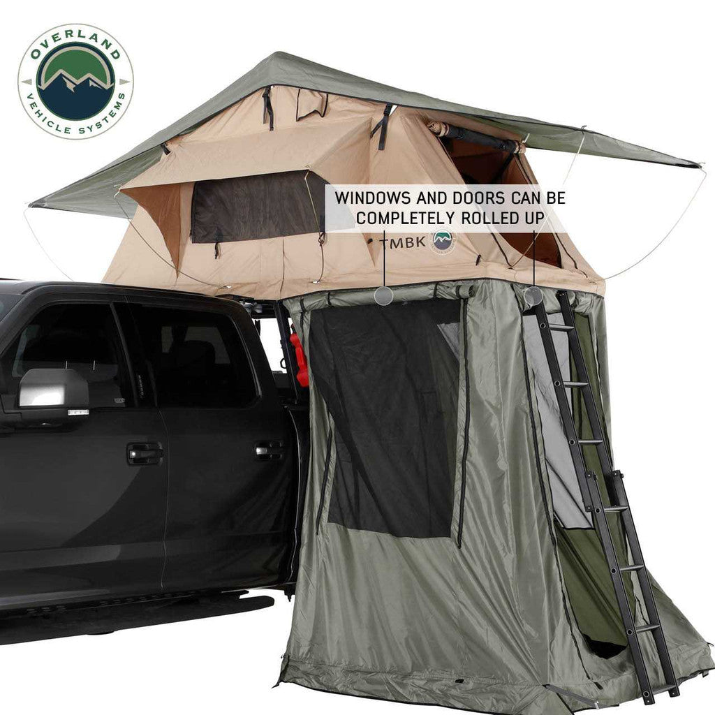 OVERLAND VEHICLE SYSTEMS | LD TMBK Roof Top Tent Annex Green Base With Black Floor & Travel Cover (18019833)