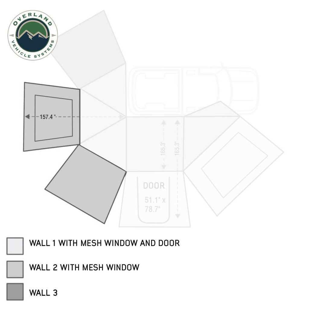 OVERLAND VEHICLE SYSTEMS | Nomadic Awning 270 Passenger Side Wall (18139910)