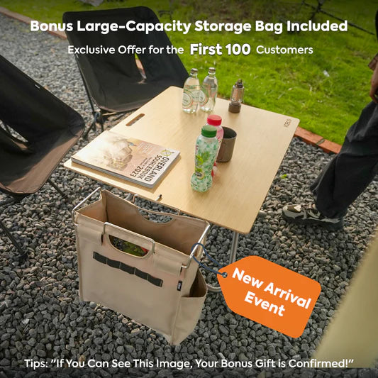 ICECO | Portable Folding Bamboo Camping Table with Storage Bag