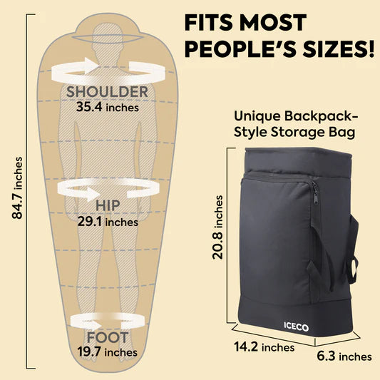 ICECO | 10°F Sleeping Bags for Adults Warm Camping Sleeping Bag