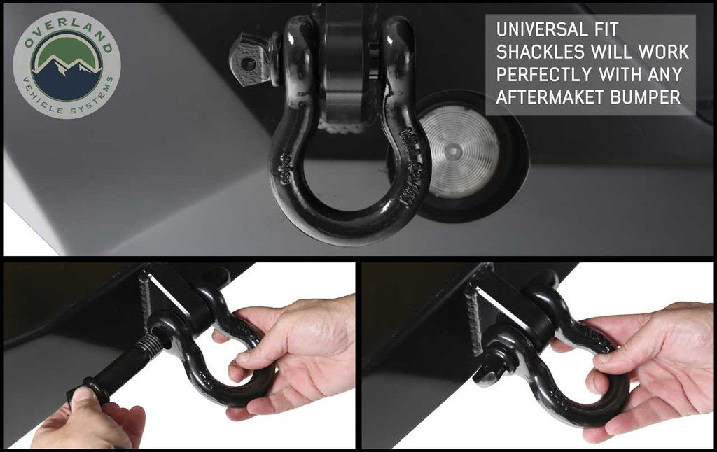 OVERLAND VEHICLE SYSTEMS | Recovery Shackle 3/4" 4.75 Ton Black - Sold In Pairs (19010201)