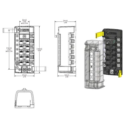 BLUE SEA SYSTEMS | Circuit Breaker Blocks With Negative Bus ST CLB (367976)