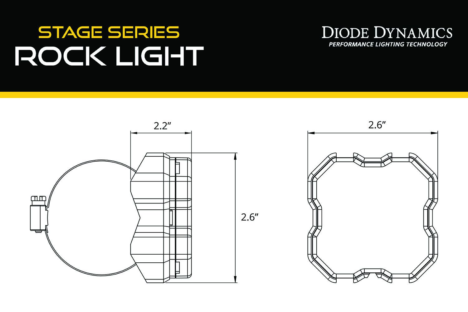 DIODE DYNAMICS | Stage Series Rock Light Roll Bar Mount (One) (DD7464)