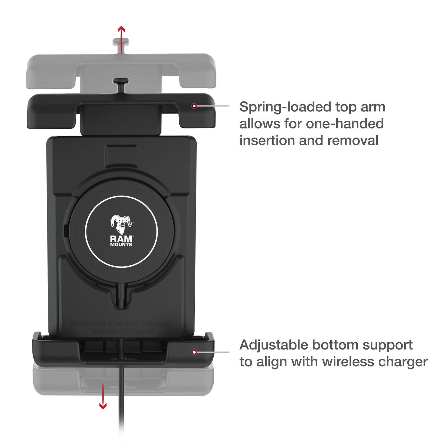 RAM MOUNTS | RAM Quick-Grip Pro XL Suction Cup Mount with Qi2 15W Wireless Charger