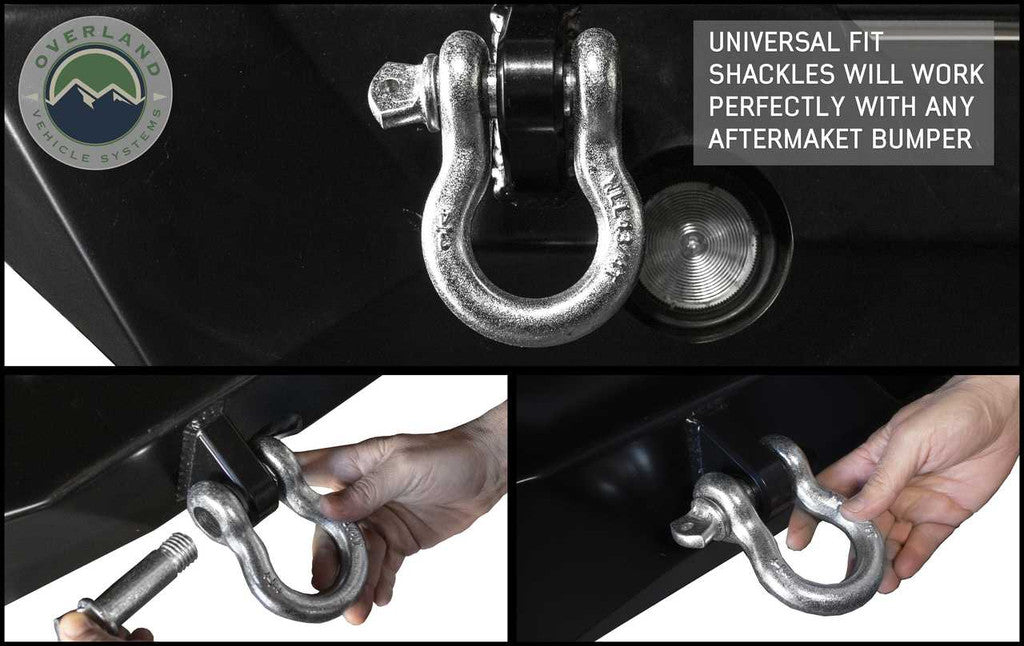 OVERLAND VEHICLE SYSTEMS | Recovery Shackle D-Ring 3/4" 4.75 Ton Zinc - Sold In Pairs (19010205)
