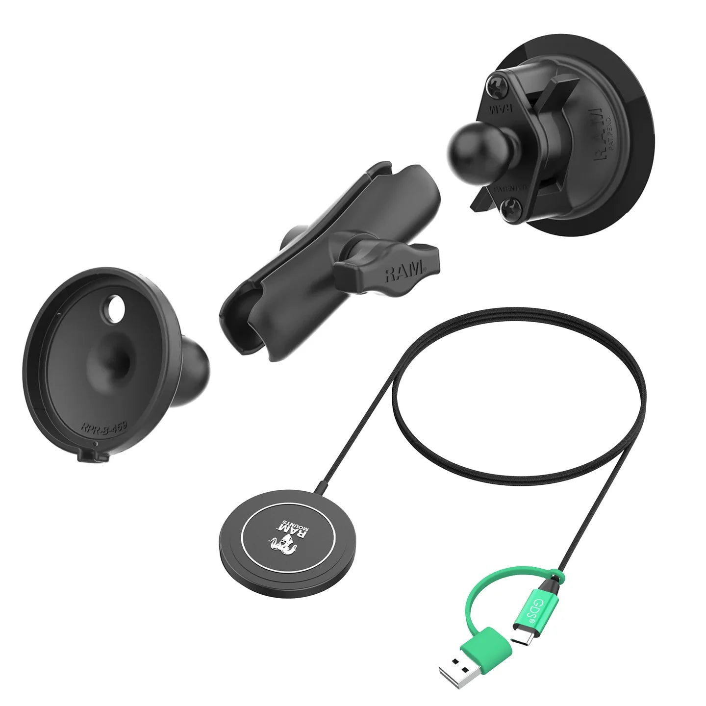 RAM MOUNTS | RAM Twist-Lock Suction Cup Mount with RAM Qi2 15W Wireless Charger