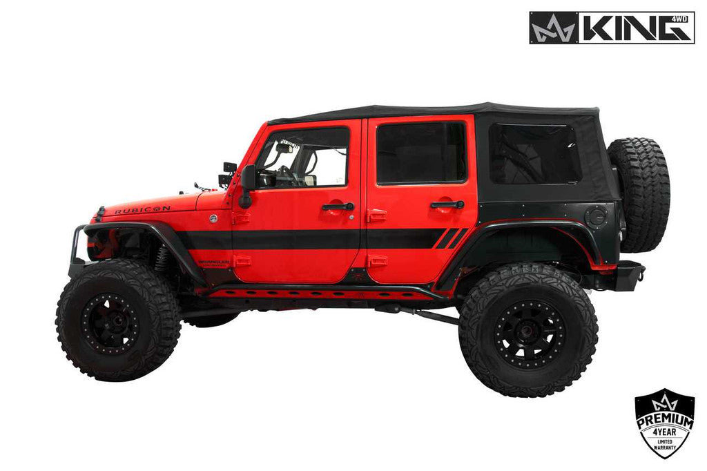 KING 4WD | Jeep Wrangler Unlimited JK 4 Door 2007-2009 Premium Replacement Soft Top Black Diamond With Tinted Windows (14010435)