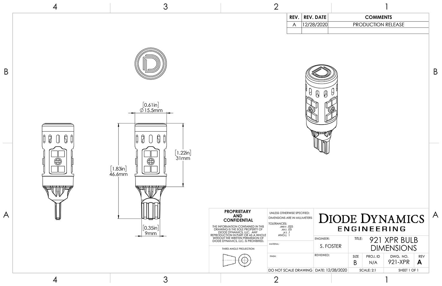 DIODE DYNAMICS | 921 XPR Red 3rd Brake Light LED Bulbs