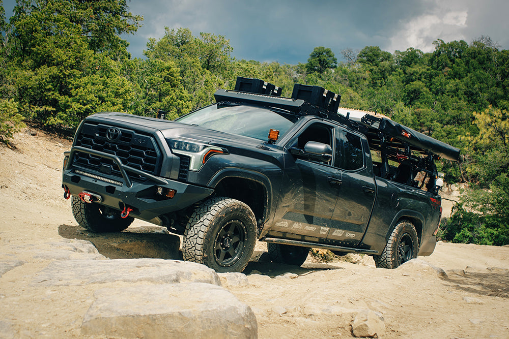 TOTAL CHAOS FABRICATION | Tundra 3rd Gen (2022 - 2024) Mid Travel Lift Kit W/Front And Rear 2.5 Inch Diameter Adjustable Shocks (22-25-K3A)