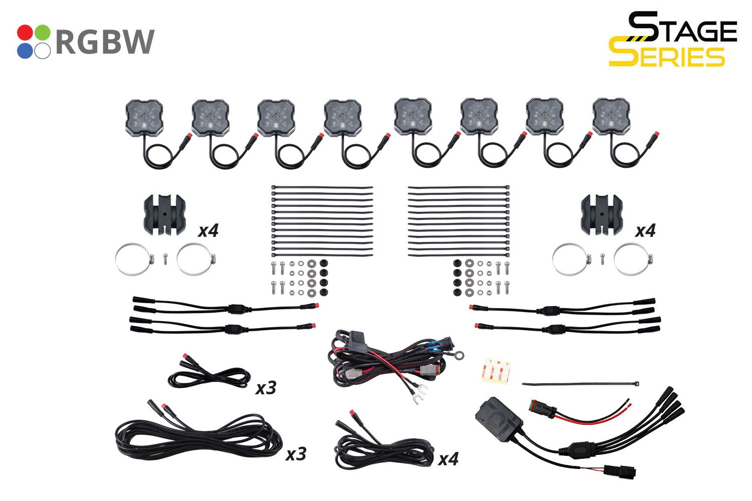 DIODE DYNAMICS | Stage Series Universal Rock Light SXS Installer Kit (8-Pack)