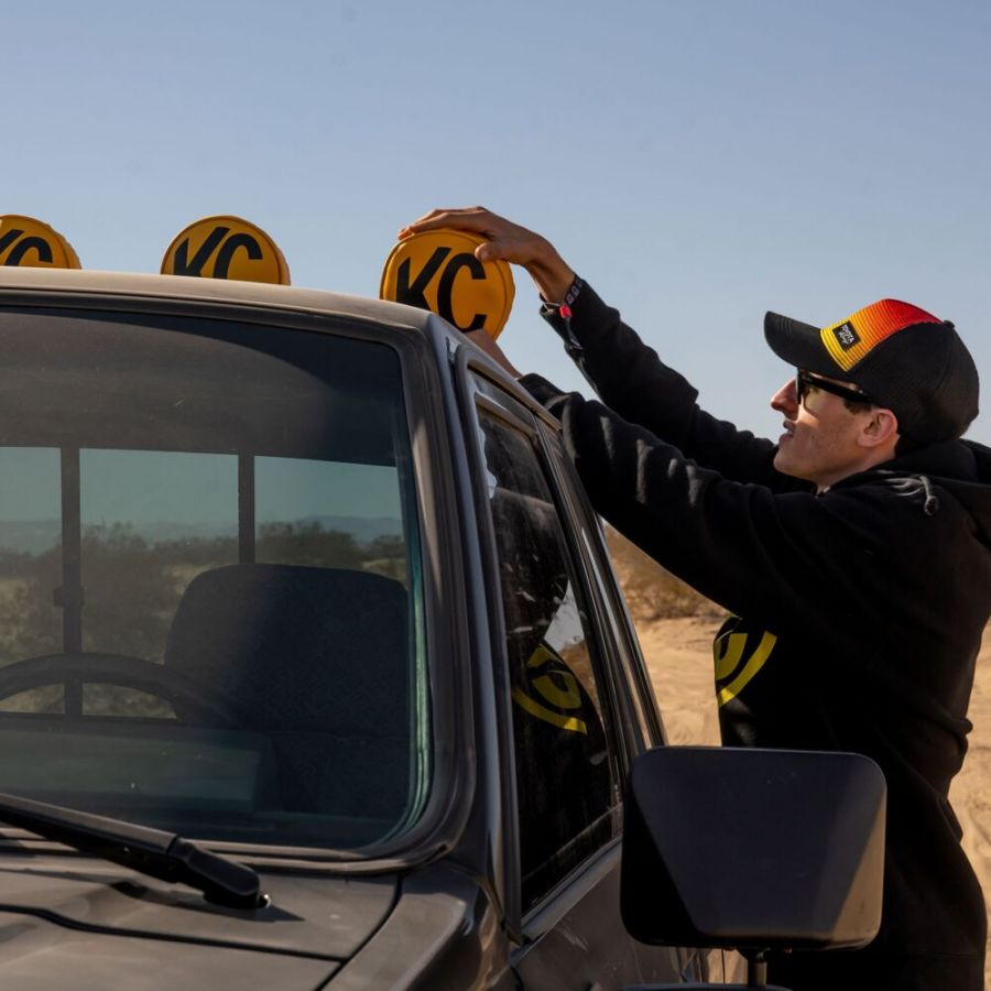 KC HILITES | Cover; Retro 6" Vinyl Yellow w/ Black KC Soft (pr) (5101)