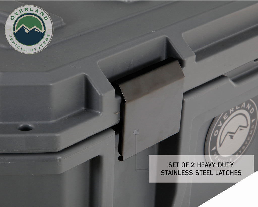 OVERLAND VEHICLE SYSTEMS | D.B.S. - Dark Grey 169 QT Dry Box with Wheels, Drain, and Bottle Opener (40100031)