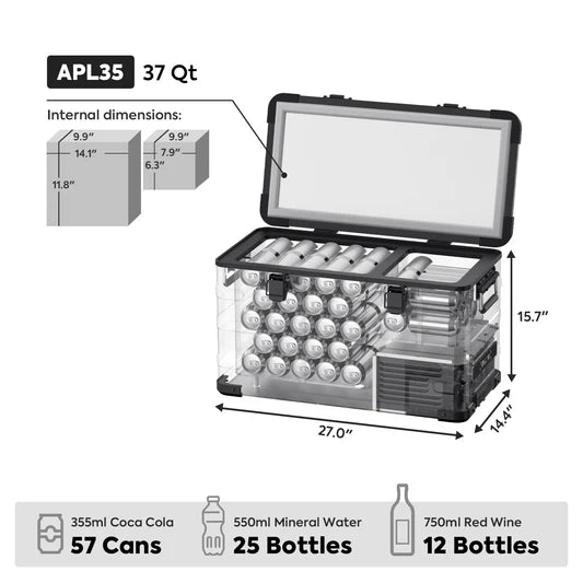 ICECO | 37QT APL35-Black Aluminum Freezer With Magnetic Power Bank