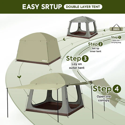 ICECO | 4 Person Double Layer Camping Tent