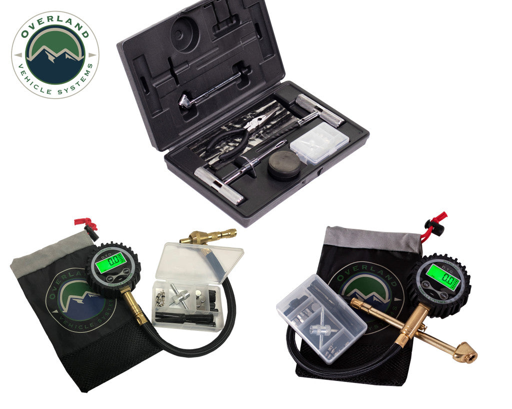 UP DOWN AIR | EGOI Digital Tire Deflator, Digital Tire Gauge and 53 Tire Repair Kit - Combo Kit (55-1002)
