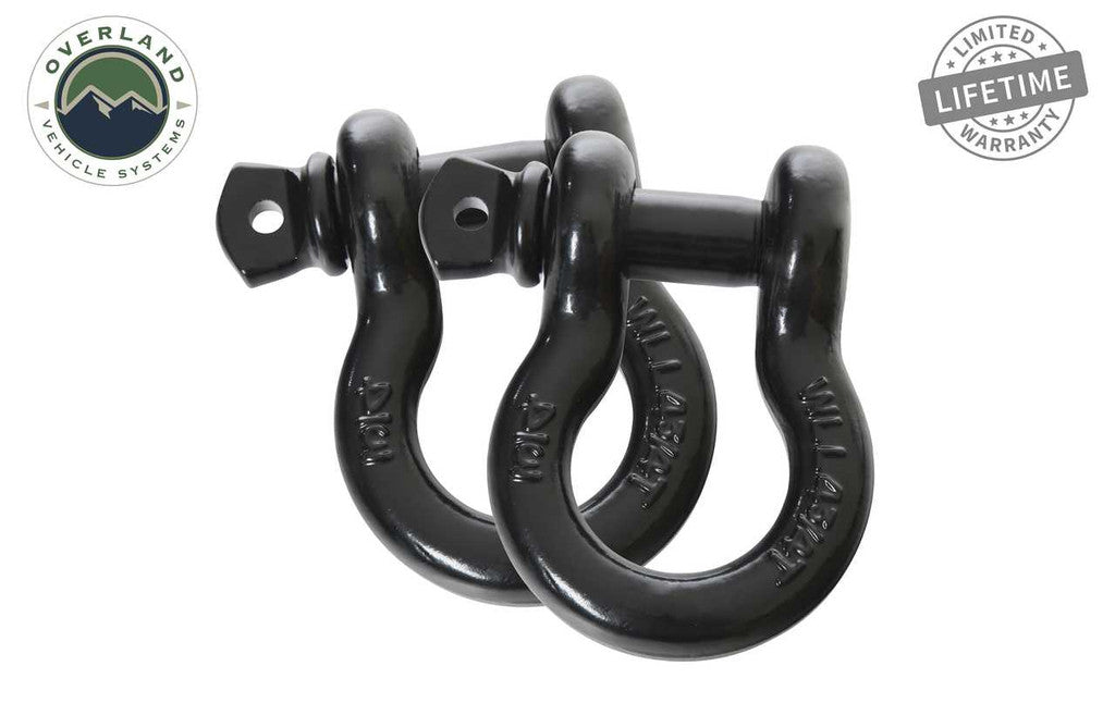 OVERLAND VEHICLE SYSTEMS | Recovery Shackle 3/4" 4.75 Ton Black - Sold In Pairs (19010201)