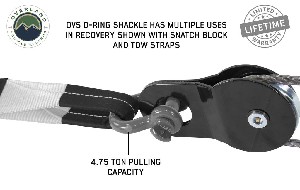 OVERLAND VEHICLE SYSTEMS | Recovery Shackle 3/4" 4.75 Ton - Gray Universal (19019903)