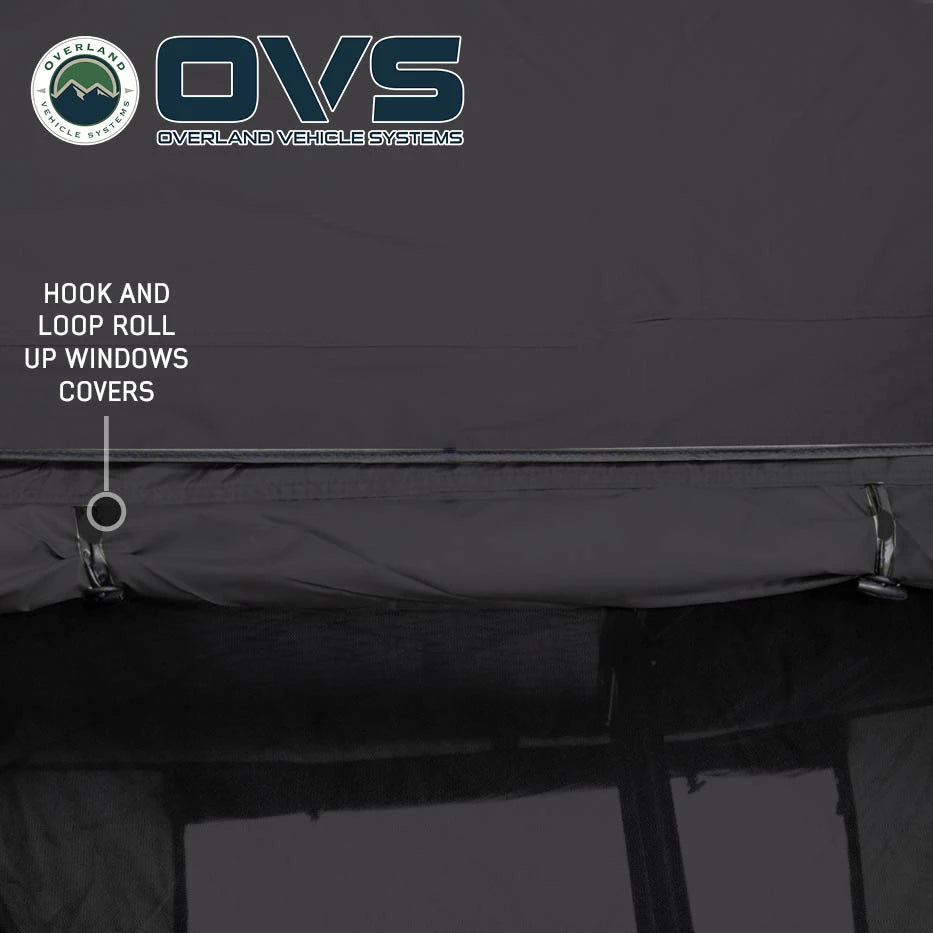 OVERLAND VEHICLE SYSTEMS | HD Nomadic 3 White Annex Room Enclosure With Grey Fabric and PVC Flooring and Mesh Screen Doors (18039826)