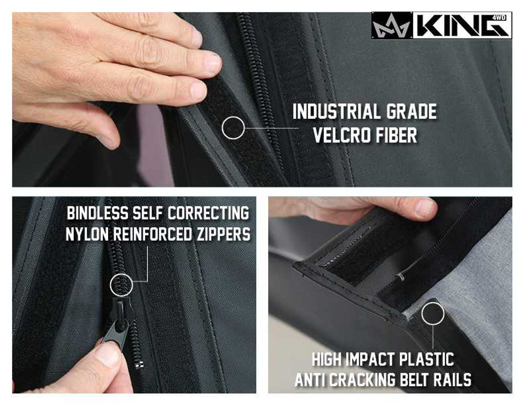 KING 4WD | Replacement Soft Top with Upper Doors - Black Diamond with Tinted Windows - Jeep Wrangler TJ 1997-2006 (14010135)