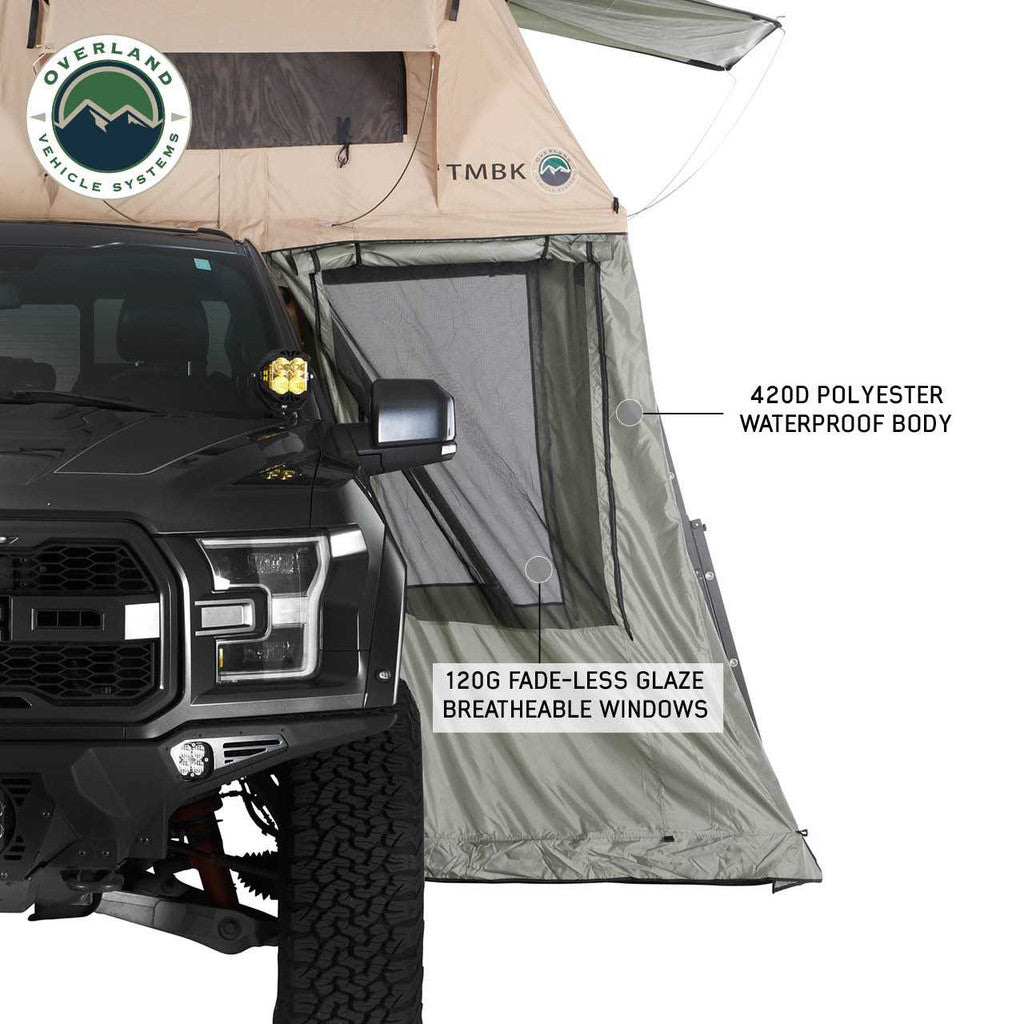 OVERLAND VEHICLE SYSTEMS | LD TMBK Roof Top Tent Annex Green Base With Black Floor & Travel Cover (18019833)