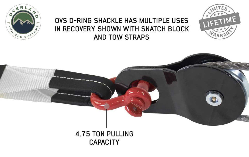 OVERLAND VEHICLE SYSTEMS | Recovery Shackle 3/4" 4.75 Ton Red (19019904)
