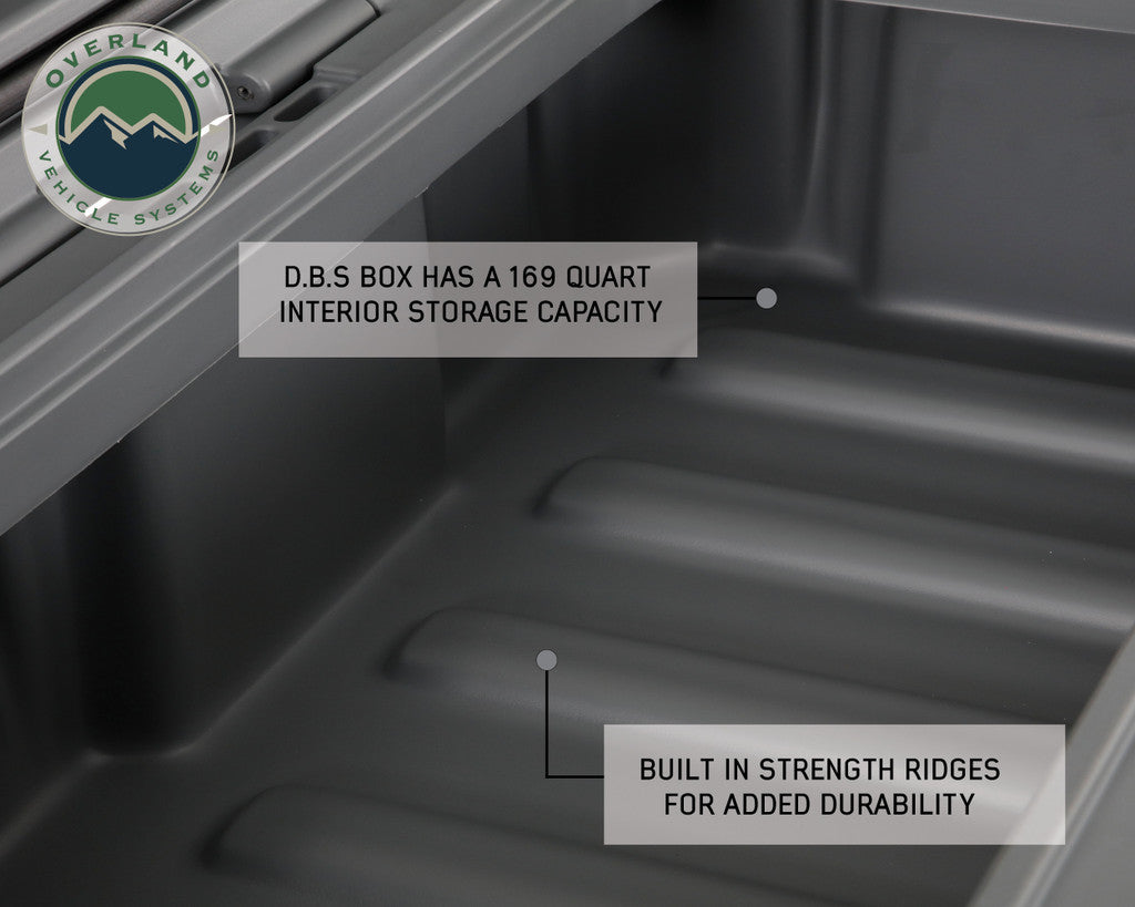 OVERLAND VEHICLE SYSTEMS | D.B.S. - Dark Grey 169 QT Dry Box with Wheels, Drain, and Bottle Opener (40100031)