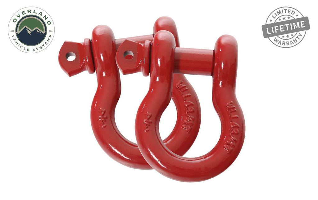 OVERLAND VEHICLE SYSTEMS | Recovery Shackle 3/4" 4.75 Ton Red - Sold In Pairs (19010204)