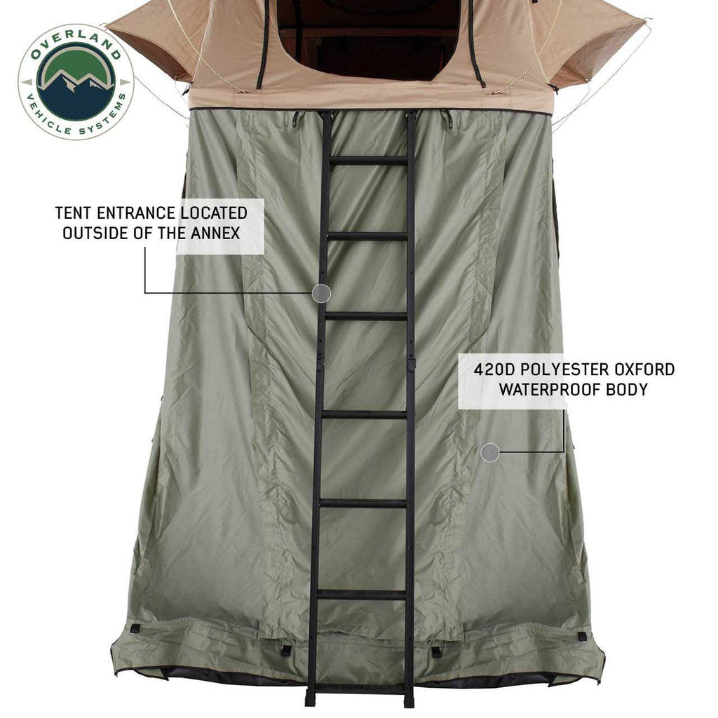 OVERLAND VEHICLE SYSTEMS | LD TMBK Roof Top Tent Annex Green Base With Black Floor & Travel Cover (18019833)