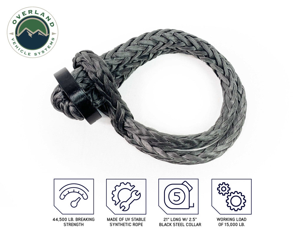 OVERLAND VEHICLE SYSTEMS | Combo Pack Soft Shackle 5/8" With Collar 44,500 lb. and Aluminum Receiver Mount (21-6580)