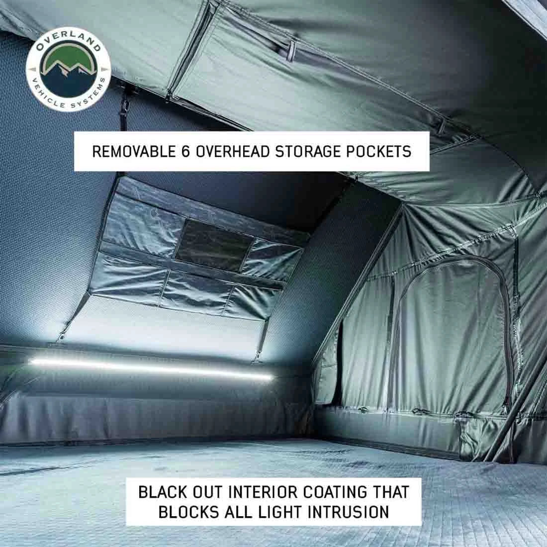 OVERLAND VEHICLE SYSTEMS | XD Everest Cantilever Aluminum Hard Shell Roof Top Tent (Sleeps 4) - Blue Body & Black Rainfly (18489904)