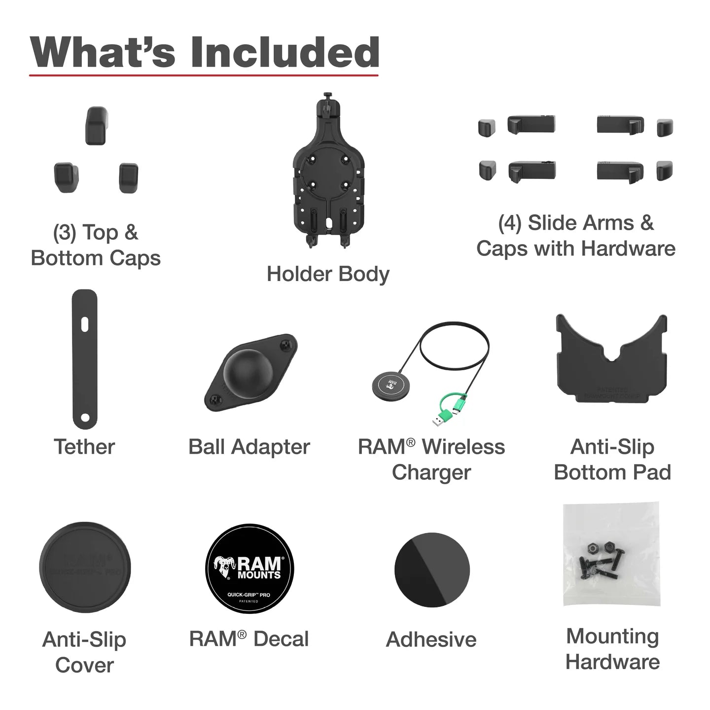 RAM MOUNTS |RAM Quick-Grip Pro with Ball & Qi2 15W Wireless Charger