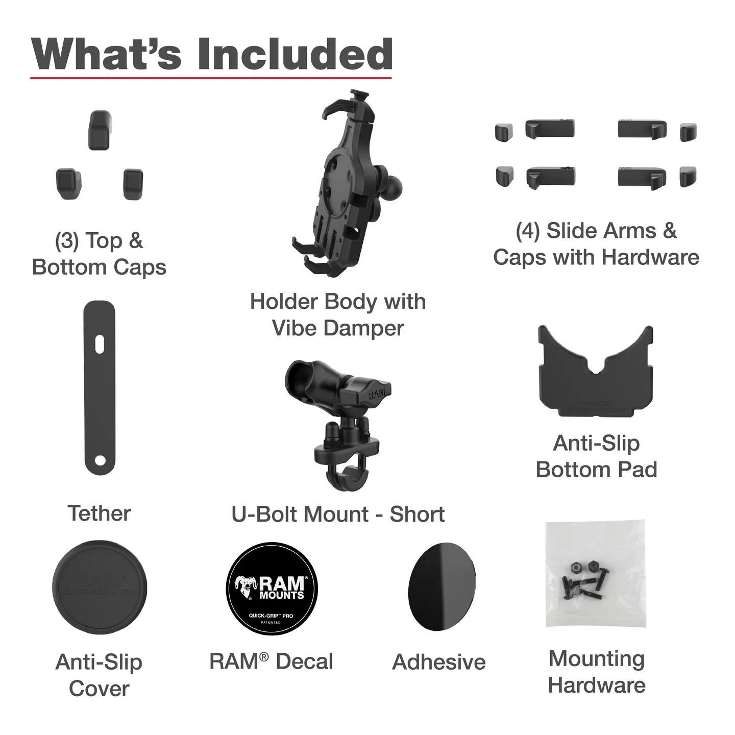 RAM MOUNTS | RAM Quick-Grip Pro Vibration Damping Phone Mount with U-Bolt Base
